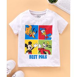 Babyhug Half Sleeves Cotton T-shirt Cartoon Graphic - White