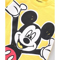 Babyhug Half Sleeves Tee Mickey Mouse Print - Yellow