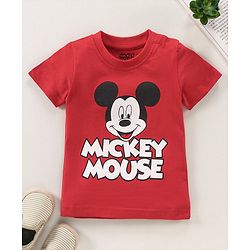Babyhug Half Sleeves T-Shirt Mickey Mouse Print - Red