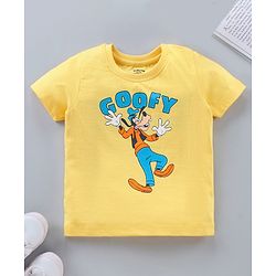 Babyhug Half Sleeves T Shirt Goofy Print- Yellow