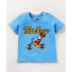 Babyhug Half Sleeves Cotton T-Shirt Mickey Print - Blue