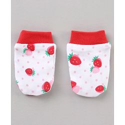 Babyhug 100% Cotton Mittens & Booties Set Strawberry Print - Red