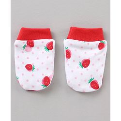 Babyhug 100% Cotton Mittens & Booties Set Strawberry Print - Red