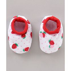 Babyhug 100% Cotton Mittens & Booties Set Strawberry Print - Red
