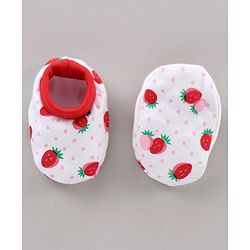 Babyhug 100% Cotton Mittens & Booties Set Strawberry Print - Red