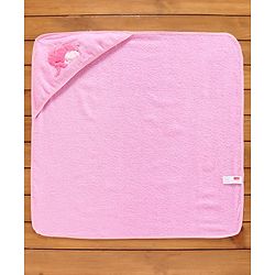 Babyhug Hooded Cotton Towel Elephant Design - Pink