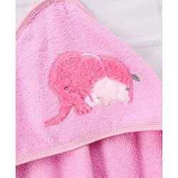 Babyhug Hooded Cotton Towel Elephant Design - Pink