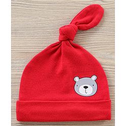 Babyhug 100% Cotton Caps Bear Print Pack of 2 - Yellow Red
