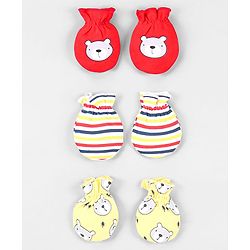Babyhug 100% Cotton Mittens Pack of 3 - Multicolor