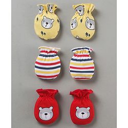 Babyhug 100% Cotton Mittens Pack of 3 - Multicolor