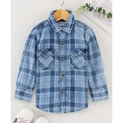 Babyhug Full Sleeves Cotton Checks Print Shirt - Blue