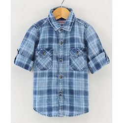 Babyhug Full Sleeves Cotton Checks Print Shirt - Blue