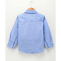 Babyhug Full Sleeves Solid Color Shirt With Front Cut & Sew Pannel - White Blue