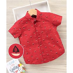 Babyhug  Half Sleeves Shirt Boat Print - Red