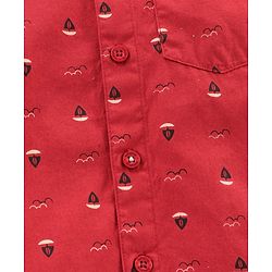 Babyhug  Half Sleeves Shirt Boat Print - Red