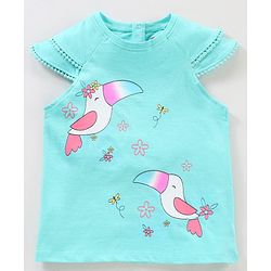 Babyhug Short Sleeves Top Bird Print - Blue
