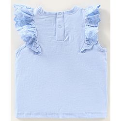 Babyhug Short Sleeves Top With Graphics & Schiffli Detailing Sea Horse Print - Blue