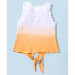 Babyhug 100% Cotton Sleeveless Tee With Heart & Text  Graphics- Orange & White