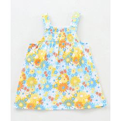 Babyhug Singlet Top Floral Print - Blue