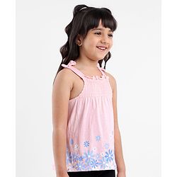 Babyhyg Singlet Top With Graphics & Smocking Detailing Floral Print - Pink