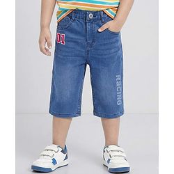 Babyhug Knee Length Washed Denim Jamaican Shorts - Blue