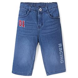 Babyhug Knee Length Washed Denim Jamaican Shorts - Blue