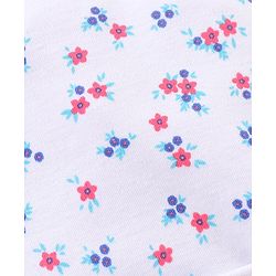 Babyhug Cotton Cap Mitten & Booties Set Floral Print White - Diameter 11.5 cm