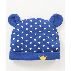 Babyhug 100% Cotton Cap Mittens & Booties Blue - Diameter 10 cm