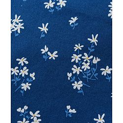 Babyhug Full Length Trouser With Bow Applique Floral Print - Blue