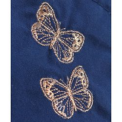Babyhug Full Length Embroidered Pant With Belt - Dark Blue