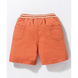 Babyhug Cotton Above Knee Length Shorts Text Patch - Orange