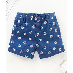 Babyhug Cotton Woven Mid Thigh Length Shorts Floral Print - Blue