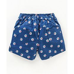 Babyhug Cotton Woven Mid Thigh Length Shorts Floral Print - Blue