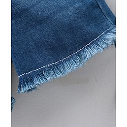 Babyhug Mid Thigh Washed Denim Shorts With Belt - Solid Blue