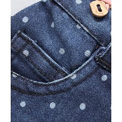Babyhug Mid Thigh Length Denim Shorts with Suspenders & Polka Print - Blue