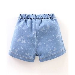 Babyhug Mid Thigh Length Denim Skorts Butterflies Print - Blue
