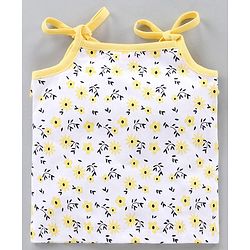 Babyhug Sleeveless Top with Lace Detailing Floral Print - White