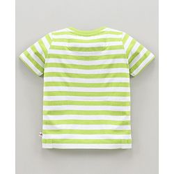Babyhug Half Sleeves Striped Tee Tiger Print - Green