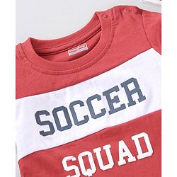 Babyhug Half Sleeves Cotton Blend T-shirt with Text Print - Red