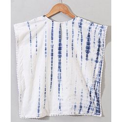 Babyhug Sleeveless Kaftan Top and Leggings Set With Embroidery & Tie & Dye Print- White