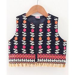 Babyhug 3/4th Sleeves Printed Kurti and Chudidar Set with Embroidered Jacket - Magenta
