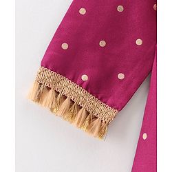 Babyhug 3/4th Sleeves Printed Kurti and Chudidar Set with Embroidered Jacket - Magenta