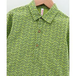 Babyhug Full Sleeves Printed Kurta & Pyjama Set - Green Blue