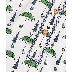 Babyhug Full Sleeves Kurta and Dhoti Pants Set Umbrella Print - White Blue