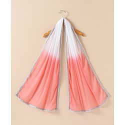 Babyhug Sleeveless Kurti & Palazzo With Dupatta Floral Embroidery - Light Peach White