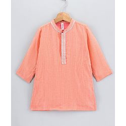 Babyhug Full Sleeve Kurta Payjama Set - Orange White