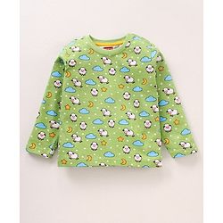 Babyhug Cotton Knit Full Sleeves Night Suit Sheep Print - Green