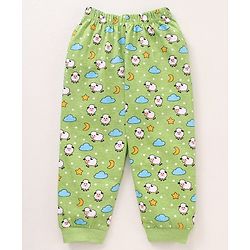 Babyhug Cotton Knit Full Sleeves Night Suit Sheep Print - Green