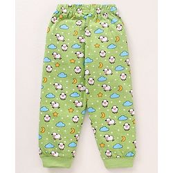 Babyhug Cotton Knit Full Sleeves Night Suit Sheep Print - Green