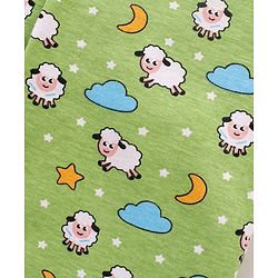 Babyhug Cotton Knit Full Sleeves Night Suit Sheep Print - Green